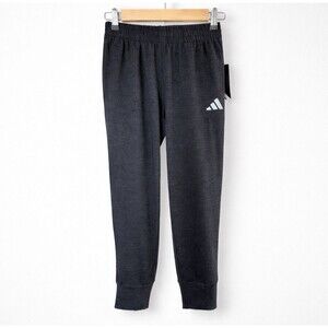 Adidas Boys Gray Black Jogger Pants Medium 10/12 Slim Logo NWT